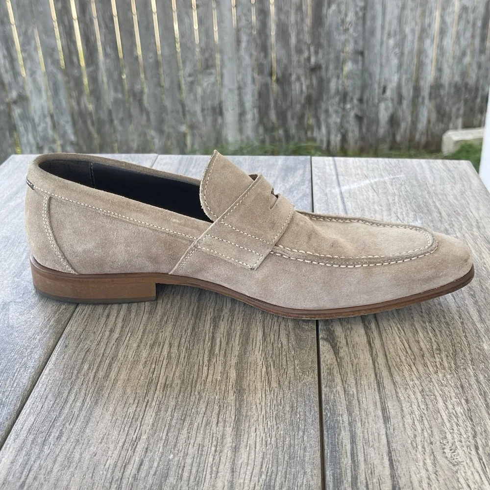 Bruno Magli Penny Loafers Shoes Mens 7 M Brown Suede Leather Dress Slip On Italy